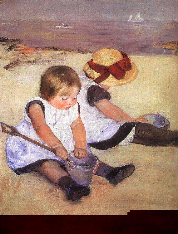 Mary Cassatt Children Playing on the Beach Sweden oil painting art
